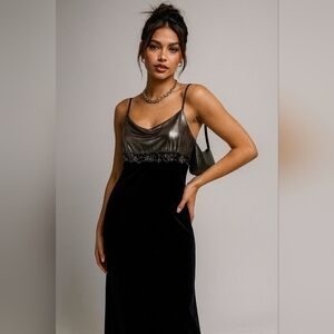 Vtg Y2K Velvet Floral Fairy Prom Maxi Gown Size 11/12 US M Whimsical Tiered